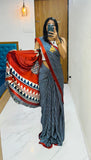 Pure Japan Crape Silk & Gajji Silk Bollywood Saree with Printed Blouse