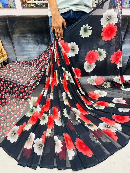 Designer Weightless Georgette Beautiful Printed Saree