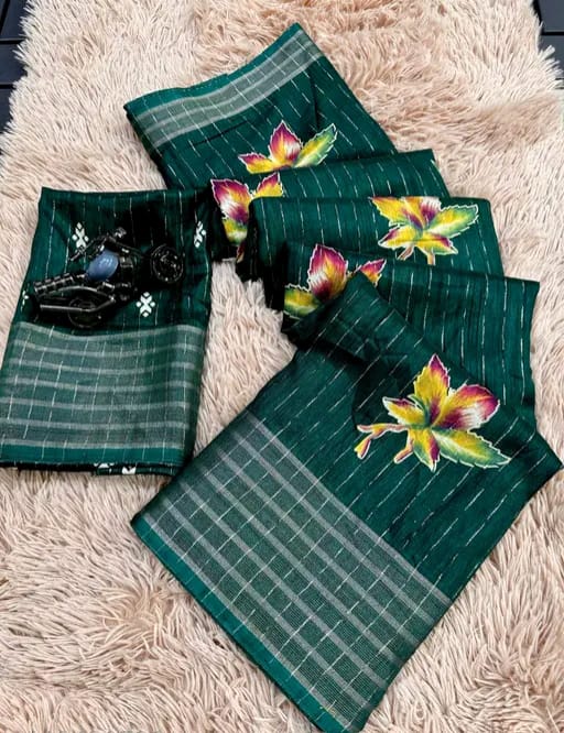 DOLA SILK SPARKLE ZARI PAAN PRINT WITH JACQUARD BODAR FANCY BLOUSE