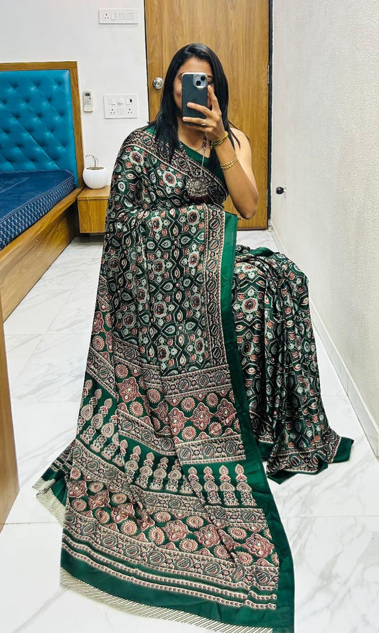 Soft Gajji Silk Bollywood Saree with Crape Silk Printed Pallu & Contrast Blouse