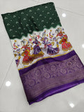 Cotton Dola Silk Jacquard Border Bandhani Printed Jari Work Sari with Blouse