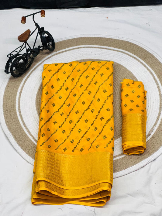 Leriya Printed Marshmallow Soft Silk Saree With Beautiful Print Design