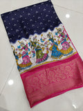 Cotton Dola Silk Jacquard Border Bandhani Printed Jari Work Sari with Blouse