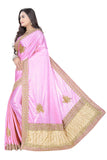 Lycra Blend Embroidered Saree Diamond Border with Blouse Piece