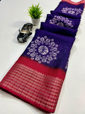 Marshmallow Fabric Saree with Jacquard Border and Blouse