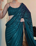 Trendy Women's Faux Georgette Embroidered Daily Wear Georgette Saree