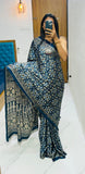 Soft Gajji Silk Bollywood Saree with Crape Silk Printed Pallu & Contrast Blouse