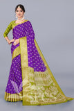 Trendy Women's Chanderi Silk Jaqurd Digital Print Border Daily Wear Printed Saree with Blouse Piece