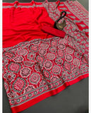 Crape Silk Beautiful Gajji Silk Bollywood Saree With Printed Pallu & Contrast Blouse