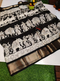 Jalpari Dola Jacquard Border Kalamkari Printed Beautiful Colors Art Work Saree
