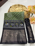 DOLA SILK SPARKLE ZARI BANDHNI PATOLA PRINT JAQURD BODAR