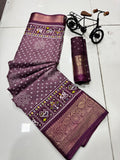 PATOLA PRINT DOLA SILK SPARKLE ZARI BANDHNI PRINT JAQURD BODAR