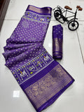 PATOLA PRINT DOLA SILK SPARKLE ZARI BANDHNI PRINT JAQURD BODAR