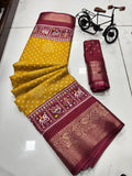 PATOLA PRINT DOLA SILK SPARKLE ZARI BANDHNI PRINT JAQURD BODAR
