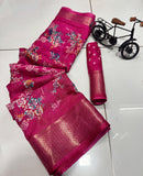 DIGITAL PARINT DOLA SILK SPARKLE ZARI FLOWER PRINT JAQURD BODAR