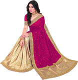 Diamond Velvet & Lycra Blend Embroidered Saree Diamond Border with Blouse Piece
