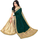 Diamond Velvet & Lycra Blend Embroidered Saree Diamond Border with Blouse Piece