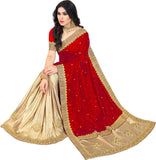 Diamond Velvet & Lycra Blend Embroidered Saree Diamond Border with Blouse Piece