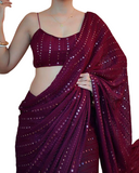Trendy Women's Chiffon Georgette Embroidered Daily Wear Georgette Saree