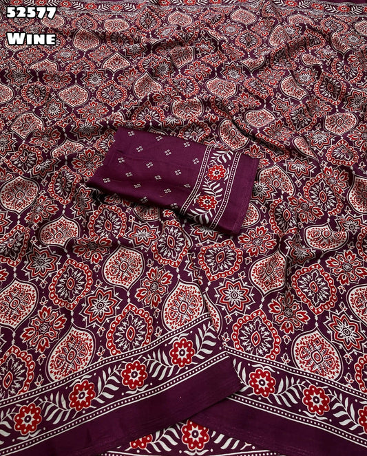 New Trending Gajji Silk Bollywood Designer Saree with Printed Pallu & Contrast Blouse