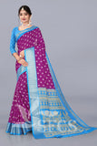 Trendy Women's Chanderi Silk Jaqurd Digital Print Border Daily Wear Printed Saree with Blouse Piece