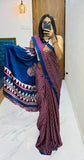 Pure Japan Crape Silk & Gajji Silk Bollywood Saree with Printed Blouse