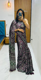 Soft Gajji Silk Bollywood Saree with Crape Silk Printed Pallu & Contrast Blouse