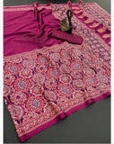 Crape Silk Beautiful Gajji Silk Bollywood Saree With Printed Pallu & Contrast Blouse