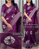 Swarovski Worck Pure Moss With Tussles In Pallu BANDHANI PRINTJACQUARD BODAR