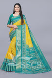 Chanderi Silk Jaqurd Digital Print Border Daily Wear Printed Saree with Blouse