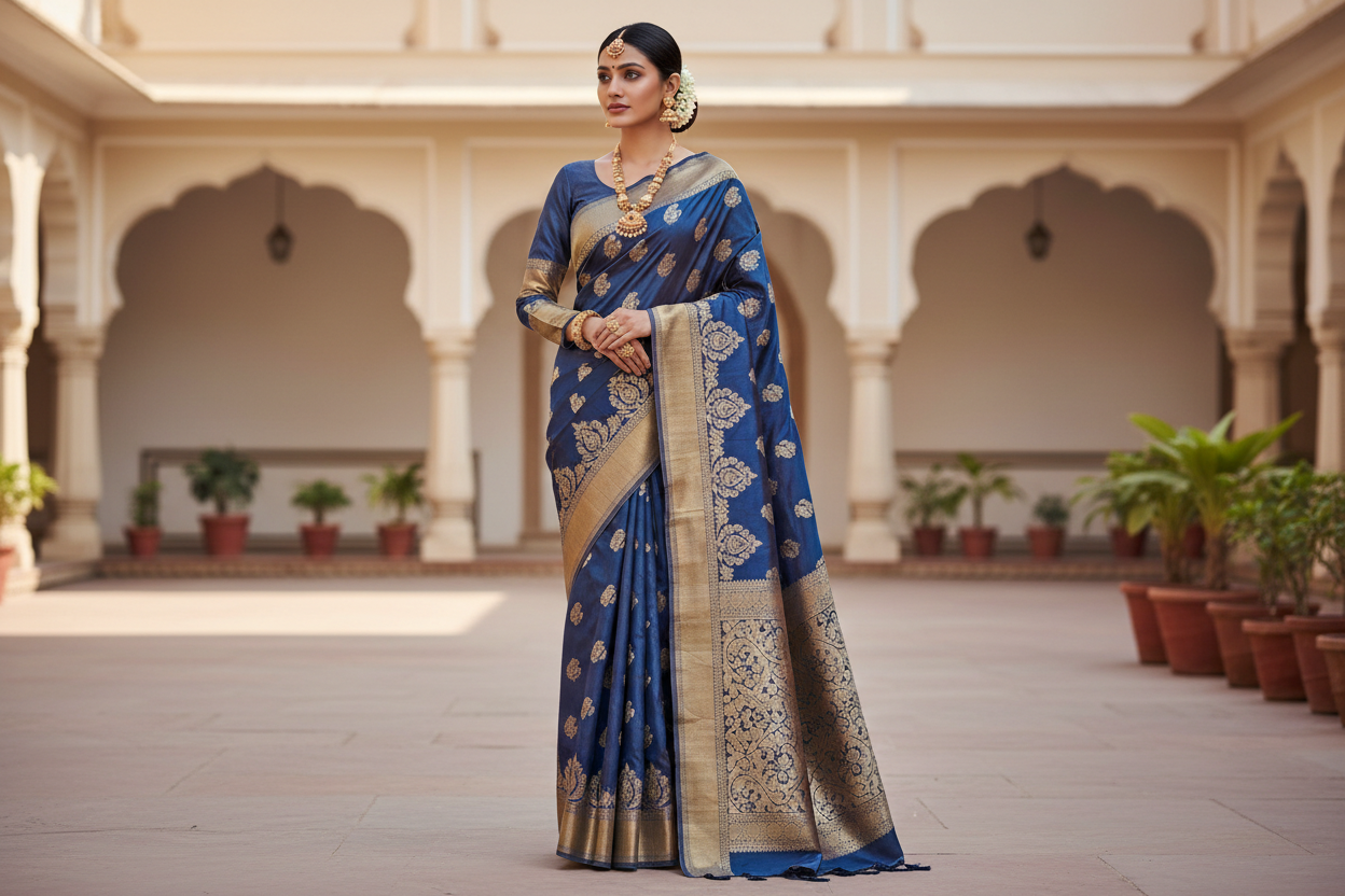 A dola silk saree with model