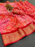 Jalpari Dola Jacquard Border Flower Printed Beautiful Colors Art Work Saree
