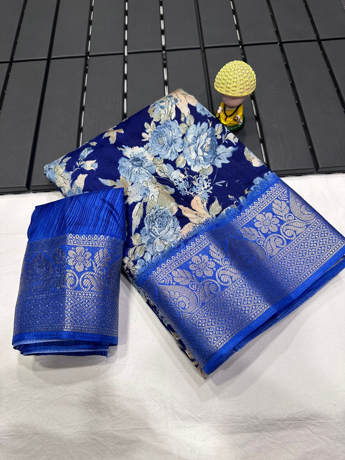 Jalpari Saree Dola Kalamkari Print Jacquard Border Beautiful Border Saree With Blouse