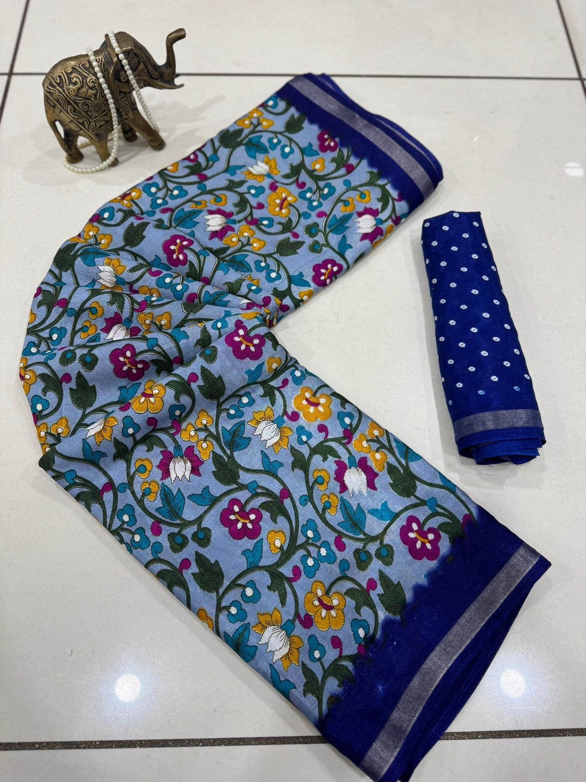 Jaipuri Hand Block Printed Soft Cotton Mulmul Saree ,Sanganeri Cotton Malmal Saree, Bagru Cotton Saree, Batic / Batik Print Cotton saree With Attached Blouse