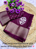 Soft Blooming Marshmallow Fabric Saree with Jacquard Border and Contrast Blouse