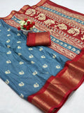 Jalpari Saree Dola Sparkle Zari Kalamkari Print Jacquard Border Beautiful Border Saree With Blouse