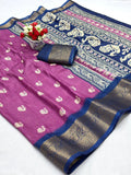 Jalpari Saree Dola Sparkle Zari Kalamkari Print Jacquard Border Beautiful Border Saree With Blouse