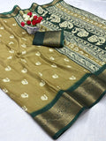 Jalpari Saree Dola Sparkle Zari Kalamkari Print Jacquard Border Beautiful Border Saree With Blouse