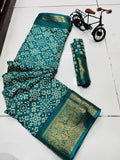 DOLA SILK SPARKLE ZARI BANDHNI PATOLA PRINT JAQURD BODAR