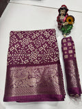 DOLA SILK SPARKLE ZARI BANDHNI PATOLA PRINT JAQURD BODAR