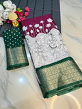 Jalpari Kalamkari Jacquard Border Beautiful Colors Art Work Saree