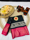 Jalpari Saree Sequence Flower Print Jacquard Border Beautiful Border Colors Art Saree Work