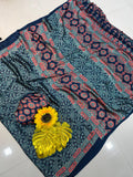 New Trending Silk Bollywood Designer Gaji Silk Designer Saree with Printed Pallu & Contrast Blouse