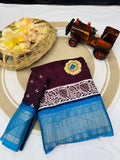 Jalpari Saree Sequence Flower Print Jacquard Border Beautiful Border Colors Art Saree Work