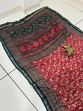 Jaipuri Hand Block Printed Soft Cotton Mulmul Saree ,Sanganeri Cotton Malmal Saree, Bagru Cotton Saree, Batic / Batik Print Cotton saree With Attached Blouse Piece
