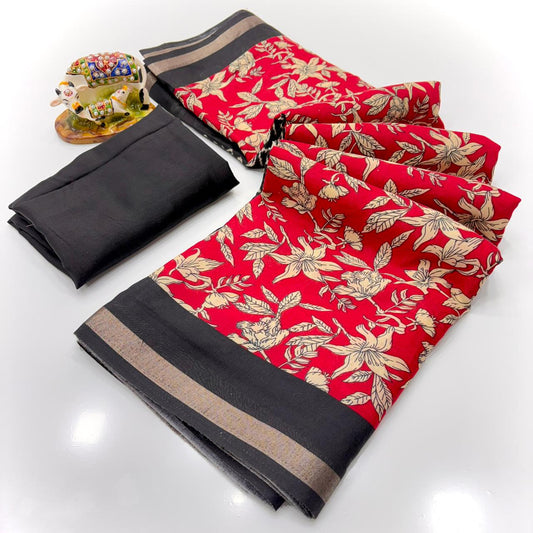 Jaipuri Hand Block Printed Soft Cotton Mulmul Saree ,Sanganeri Cotton Malmal Saree, Bagru Cotton Saree, Batic / Batik Print Cotton saree With Attached Blouse