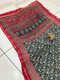 Jaipuri Hand Block Printed Soft Cotton Mulmul Saree ,Sanganeri Cotton Malmal Saree, Bagru Cotton Saree, Batic / Batik Print Cotton saree With Attached Blouse Piece