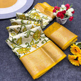 Jalpari Saree Dola Kalamkari Print Jacquard Border Beautiful Border Saree With Blouse