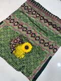 New Trending Silk Bollywood Designer Gaji Silk Designer Saree with Printed Pallu & Contrast Blouse