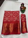 DOLA SILK SPARKLE ZARI BANDHNI PATOLA PRINT JAQURD BODAR
